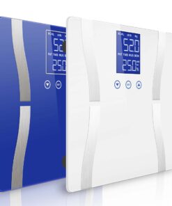 1-SOGA 2X Glass LCD Digital Body Fat Scale Bathroom Electronic Gym Water Weighing Scales Blue/White