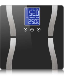 1-SOGA Glass LCD Digital Body Fat Scale Bathroom Electronic Gym Water Weighing Scales Black