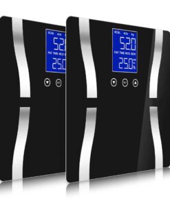 1-SOGA 2X Glass LCD Digital Body Fat Scale Bathroom Electronic Gym Water Weighing Scales Black