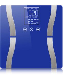1-SOGA Glass LCD Digital Body Fat Scale Bathroom Electronic Gym Water Weighing Scales Blue