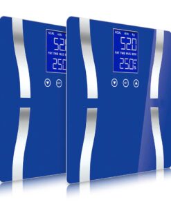 1-SOGA 2X Glass LCD Digital Body Fat Scale Bathroom Electronic Gym Water Weighing Scales Blue