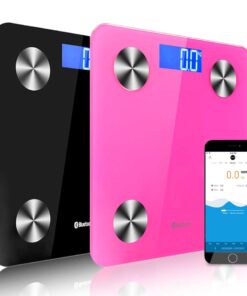 1-SOGA 2X Wireless Bluetooth Digital Body Fat Scale Bathroom Health Analyser Weight Black/Pink