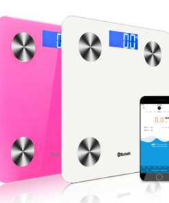 1-SOGA 2X Wireless Bluetooth Digital Body Fat Scale Bathroom Health Analyser Weight White/Pink