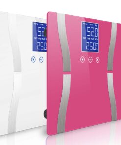 1-SOGA 2X Digital Body Fat Scale Bathroom Scales Weight Gym Glass Water LCD Pink/White