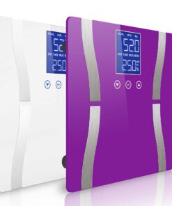1-SOGA 2X Digital Body Fat Scale Bathroom Scales Weight Gym Glass Water LCD Purple/White