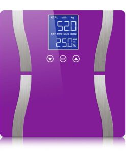 1-SOGA Glass LCD Digital Body Fat Scale Bathroom Electronic Gym Water Weighing Scales Purple