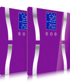 1-SOGA 2X Glass LCD Digital Body Fat Scale Bathroom Electronic Gym Water Weighing Scales Purple