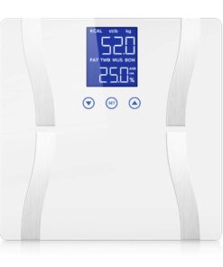 1-Glass LCD Digital Body Fat Scale Bathroom Electronic Gym Water Weighing Scales White