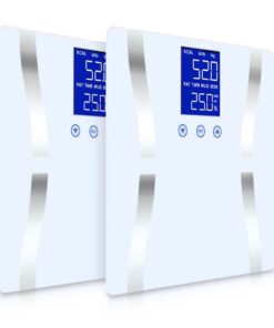 1-SOGA 2X Glass LCD Digital Body Fat Scale Bathroom Electronic Gym Water Weighing Scales White