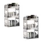 1-SOGA 2X 38x24cm Clear 3 Tier Bookshelf & Cosmetic Storage Organizer Trolley Rack