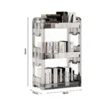 5-SOGA 2X 38x24cm Clear 3 Tier Bookshelf & Cosmetic Storage Organizer Trolley Rack