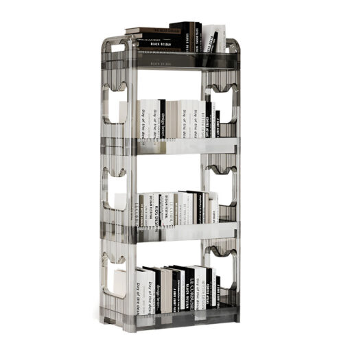 1-SOGA 38x24cm Clear 4 Tier Bookshelf & Cosmetic Storage Organizer Trolley Rack