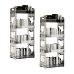 1-SOGA 2X 38x24cm Clear 4 Tier Bookshelf & Cosmetic Storage Organizer Trolley Rack