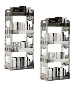 1-SOGA 2X 38x24cm Clear 4 Tier Bookshelf & Cosmetic Storage Organizer Trolley Rack