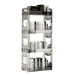 1-SOGA 38x24cm Clear 3 Tier Bookshelf & Cosmetic Storage Organizer Trolley Rack