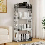 2-SOGA 2X 38x24cm Clear 3 Tier Bookshelf & Cosmetic Storage Organizer Trolley Rack
