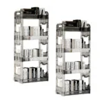 1-SOGA 2X 38x24cm Clear 3 Tier Bookshelf & Cosmetic Storage Organizer Trolley Rack