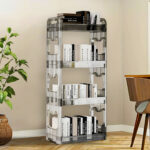 3-SOGA 2X 38x24cm Clear 3 Tier Bookshelf & Cosmetic Storage Organizer Trolley Rack