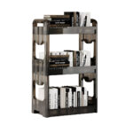 1-SOGA 38x24cm Black 3 Tier Bookshelf & Cosmetic Storage Organizer Trolley Rack