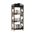 1-SOGA 38x24cm Black 4 Tier Bookshelf & Cosmetic Storage Organizer Trolley Rack