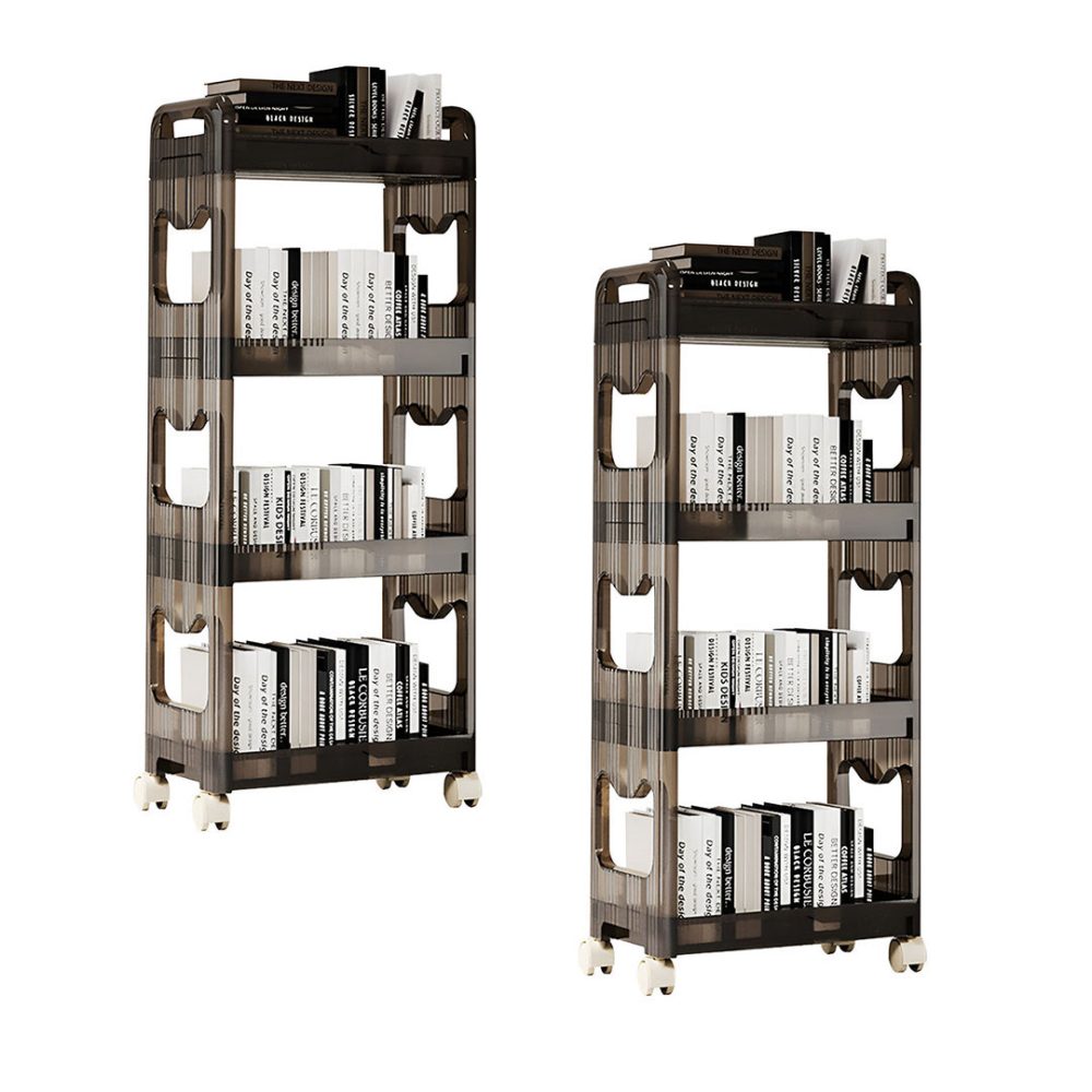 1-SOGA 2X 38x24 Black 4 Tier Bookshelf & Cosmetic Storage Organizer Trolley Rack