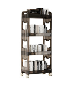 1-SOGA 38x24cm Black 3 Tier Bookshelf & Cosmetic Storage Organizer Trolley Rack