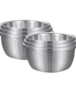 1-SOGA 2X Stainless Steel Nesting Basin Colander Perforated Kitchen Sink Washing Bowl Metal Basket Strainer Set of 3