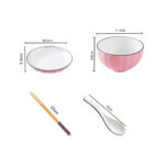 2-SOGA Pink Japanese Style Ceramic Dinnerware Crockery Soup Bowl Plate Server Kitchen Home Decor Set of 4