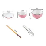 2-SOGA Pink Japanese Style Ceramic Dinnerware Crockery Soup Bowl Plate Server Kitchen Home Decor Set of 9