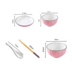 2-SOGA Pink Japanese Style Ceramic Dinnerware Crockery Soup Bowl Plate Server Kitchen Home Decor Set of 10
