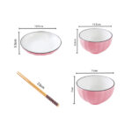 2-SOGA Pink Japanese Style Ceramic Dinnerware Crockery Soup Bowl Plate Server Kitchen Home Decor Set of 12