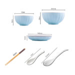 2-SOGA Blue Japanese Style Ceramic Dinnerware Crockery Soup Bowl Plate Server Kitchen Home Decor Set of 9