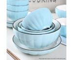4-SOGA Blue Japanese Style Ceramic Dinnerware Crockery Soup Bowl Plate Server Kitchen Home Decor Set of 9