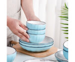 5-SOGA Blue Japanese Style Ceramic Dinnerware Crockery Soup Bowl Plate Server Kitchen Home Decor Set of 9