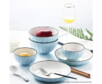 7-SOGA Blue Japanese Style Ceramic Dinnerware Crockery Soup Bowl Plate Server Kitchen Home Decor Set of 9