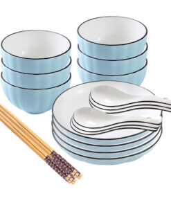 1-SOGA Blue Japanese Style Ceramic Dinnerware Crockery Soup Bowl Plate Server Kitchen Home Decor Set of 10