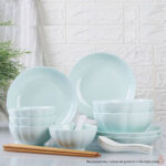6-SOGA Light Blue Japanese Style Ceramic Dinnerware Crockery Soup Bowl Plate Server Kitchen Home Decor Set of 5