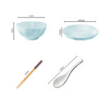 2-SOGA Light Blue Japanese Style Ceramic Dinnerware Crockery Soup Bowl Plate Server Kitchen Home Decor Set of 8