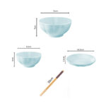2-SOGA Light Blue Japanese Style Ceramic Dinnerware Crockery Soup Bowl Plate Server Kitchen Home Decor Set of 12