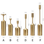 2-SOGA 6pcs Gold Iron Taper Luxury Candlestick Candle Holder Stand Pillar