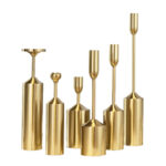 1-SOGA 6pcs Gold Iron Taper Luxury Candlestick Candle Holder Stand Pillar