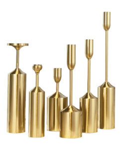 1-SOGA 6pcs Gold Iron Taper Luxury Candlestick Candle Holder Stand Pillar