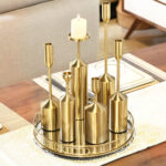 4-SOGA 6pcs Gold Iron Taper Luxury Candlestick Candle Holder Stand Pillar