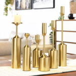 5-SOGA 6pcs Gold Iron Taper Luxury Candlestick Candle Holder Stand Pillar