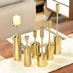 6-SOGA 6pcs Gold Iron Taper Luxury Candlestick Candle Holder Stand Pillar