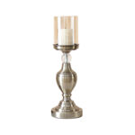 1-SOGA 37.4cm Glass Candlestick Candle Holder Stand Pillar Glass/Iron Metal