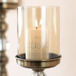 6-SOGA 37.4cm Glass Candlestick Candle Holder Stand Pillar Glass/Iron Metal