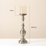 2-SOGA 49.5cm Glass Candlestick Candle Holder Stand Pillar Glass/Iron Metal