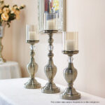 3-SOGA 49.5cm Glass Candlestick Candle Holder Stand Pillar Glass/Iron Metal