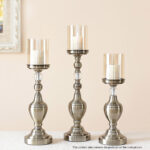 4-SOGA 49.5cm Glass Candlestick Candle Holder Stand Pillar Glass/Iron Metal